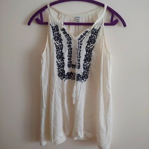 Embroidered peasant tank